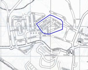 1966 street map of Braddell Heights, with new roads highlighted in blue. Maps 38 and 39