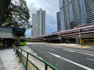 Redhill MRT station with condominiums rising from the more expensive Alexandra neighbourhood in the background