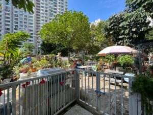 I do think the community garden would have looked a bit better with something other than concrete tile floors