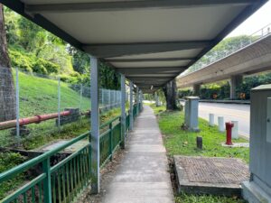 Footpath running along Commonwealth Avenue West, outside Singapore Polytechnic.