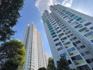 Towering HDB blocks along Clementi Road at Casa Clementi and West Coast Court
