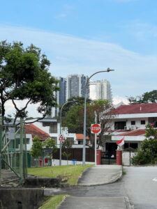 Looking down Jalan Pemimpin with Sky Vue and Sky Habitat condominiums in the distance.