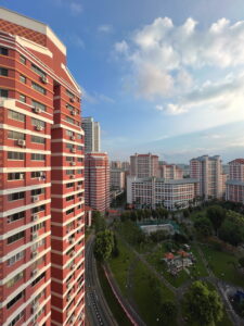 Looking vaguely northward towards Bishan-Ang Mo Kio Park and beyong from the top of Block 285.