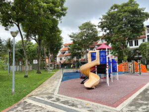 Children's playground sandwiched in gap between houses on Loyang View and Loyang Rise